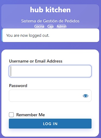 Formulario de acceso personalizado con colores del rol Cocina